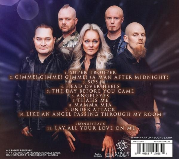 Albumcover mit Bandmitgliedern. Text enthält Songtitel und Napalm Records Logo.