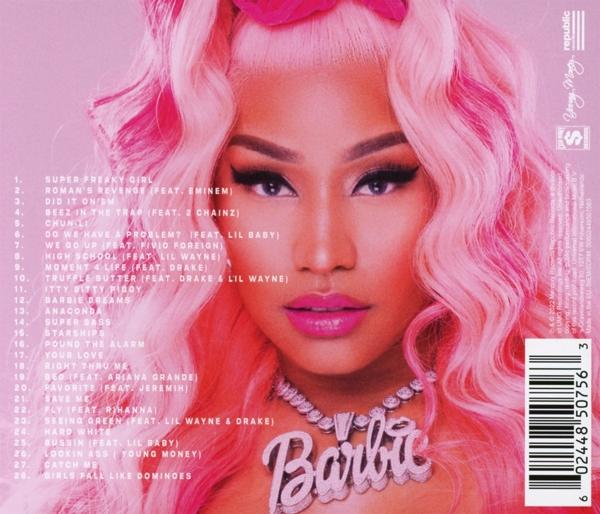 Nicki Minaj album borítója, rózsaszín haj.