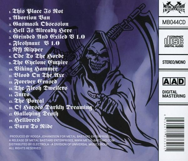 CD-Cover mit Sensenmann, Text und dem Metal Bastard-Logo.