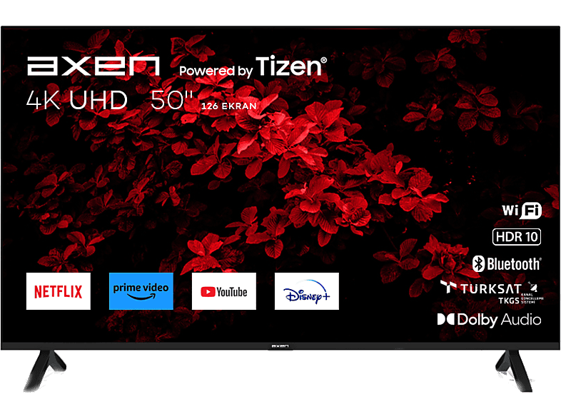 AXEN AX50FMN501-A-0256 50" 126 Ekran Uydu Alıcılı Smart 4K UHD LED TV Siyah