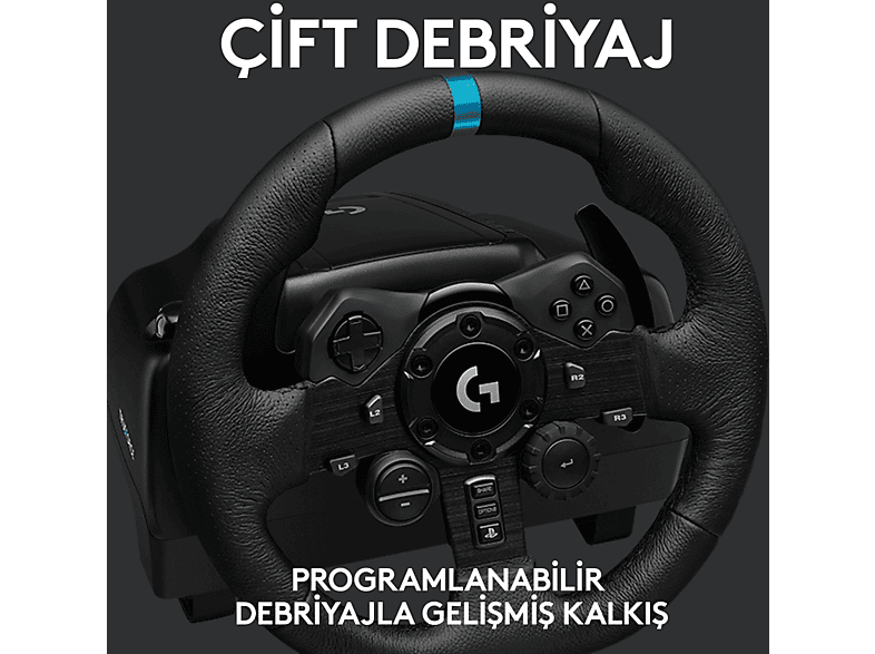 LOGITECH G G923 PS5, PS4 ve PC ile Uyumlu Yarış Direksiyonu ve Pedalları - Siyah_3