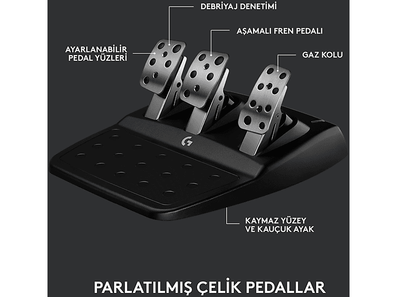 LOGITECH G G923 PS5, PS4 ve PC ile Uyumlu Yarış Direksiyonu ve Pedalları - Siyah_5