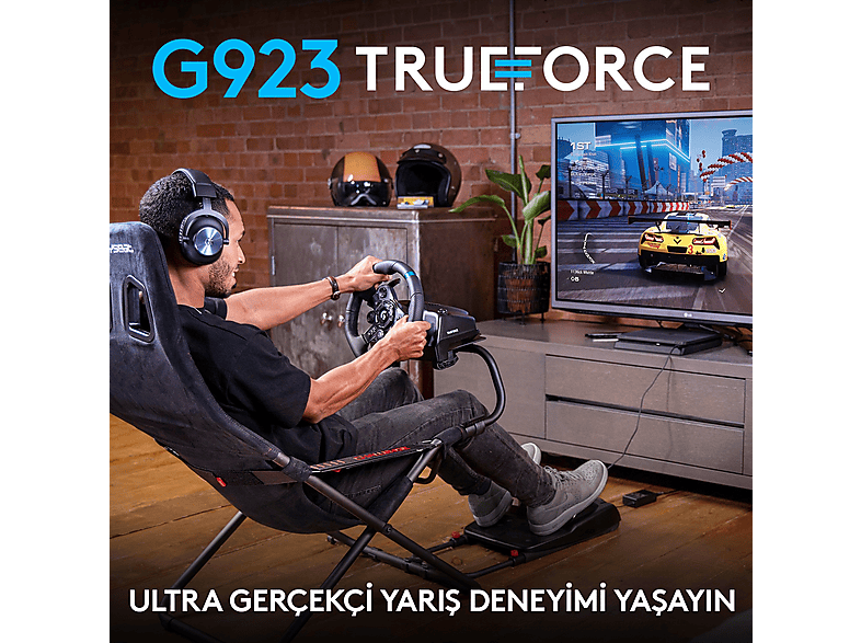 LOGITECH G G923 PS5, PS4 ve PC ile Uyumlu Yarış Direksiyonu ve Pedalları - Siyah_6