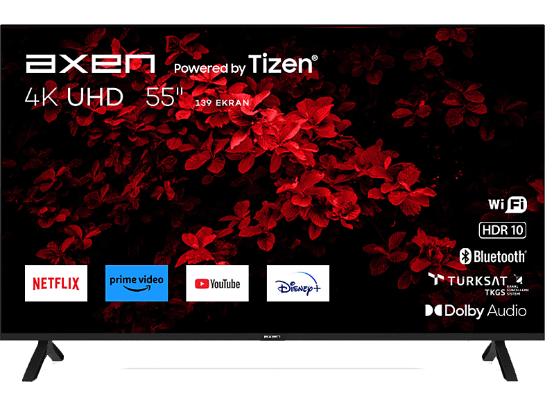 AXEN AX55FMN501-A-0256 55" 139 Ekran Uydu Alıcılı Smart 4K UHD LED TV Siyah