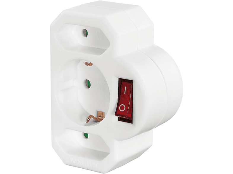 Hama 223217 Stopcontactadapter 3-voudig Schakelaar Wit afbeelding