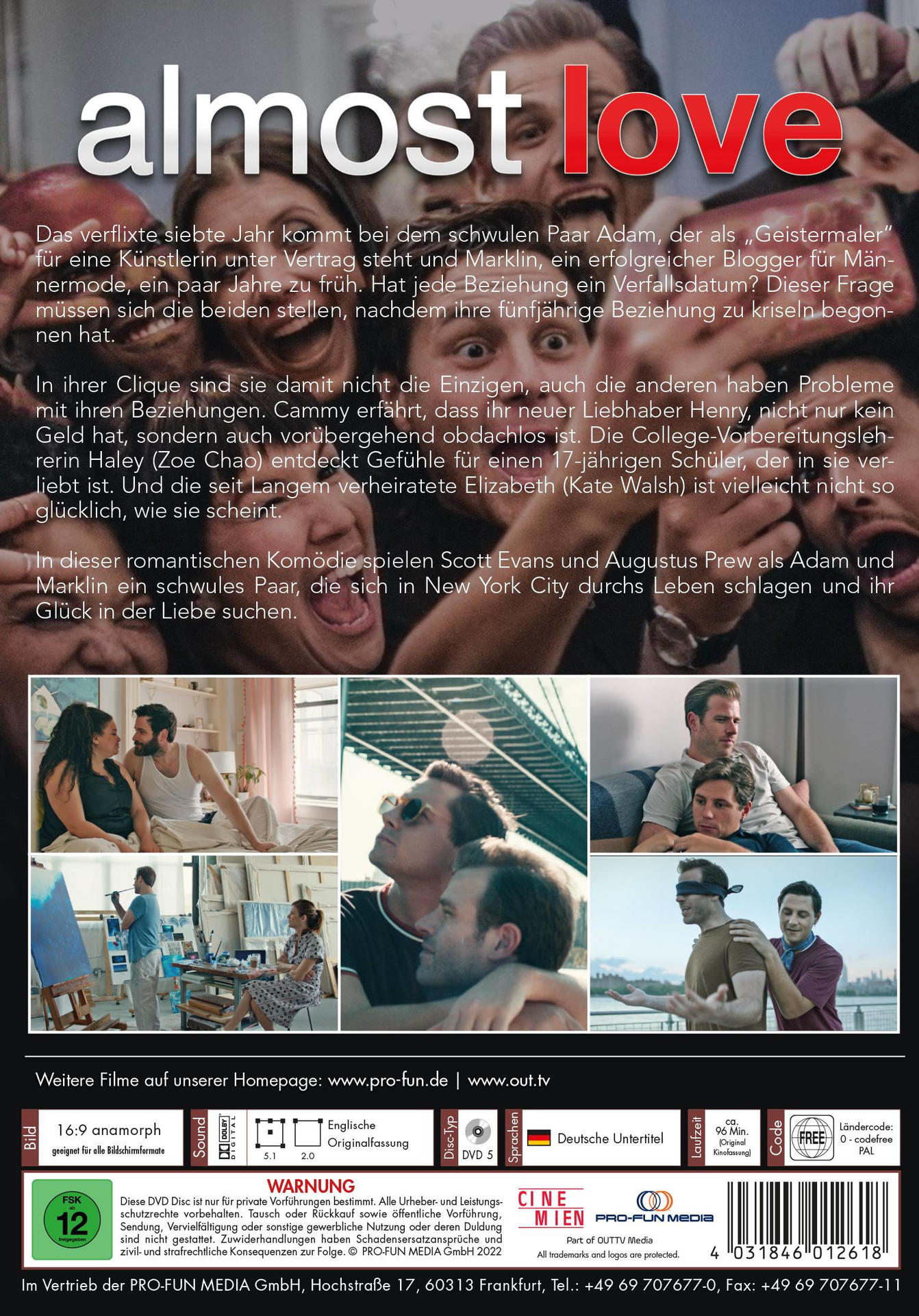 Filmposter für 'almost love', die Schauspieler und Szenen zeigt.