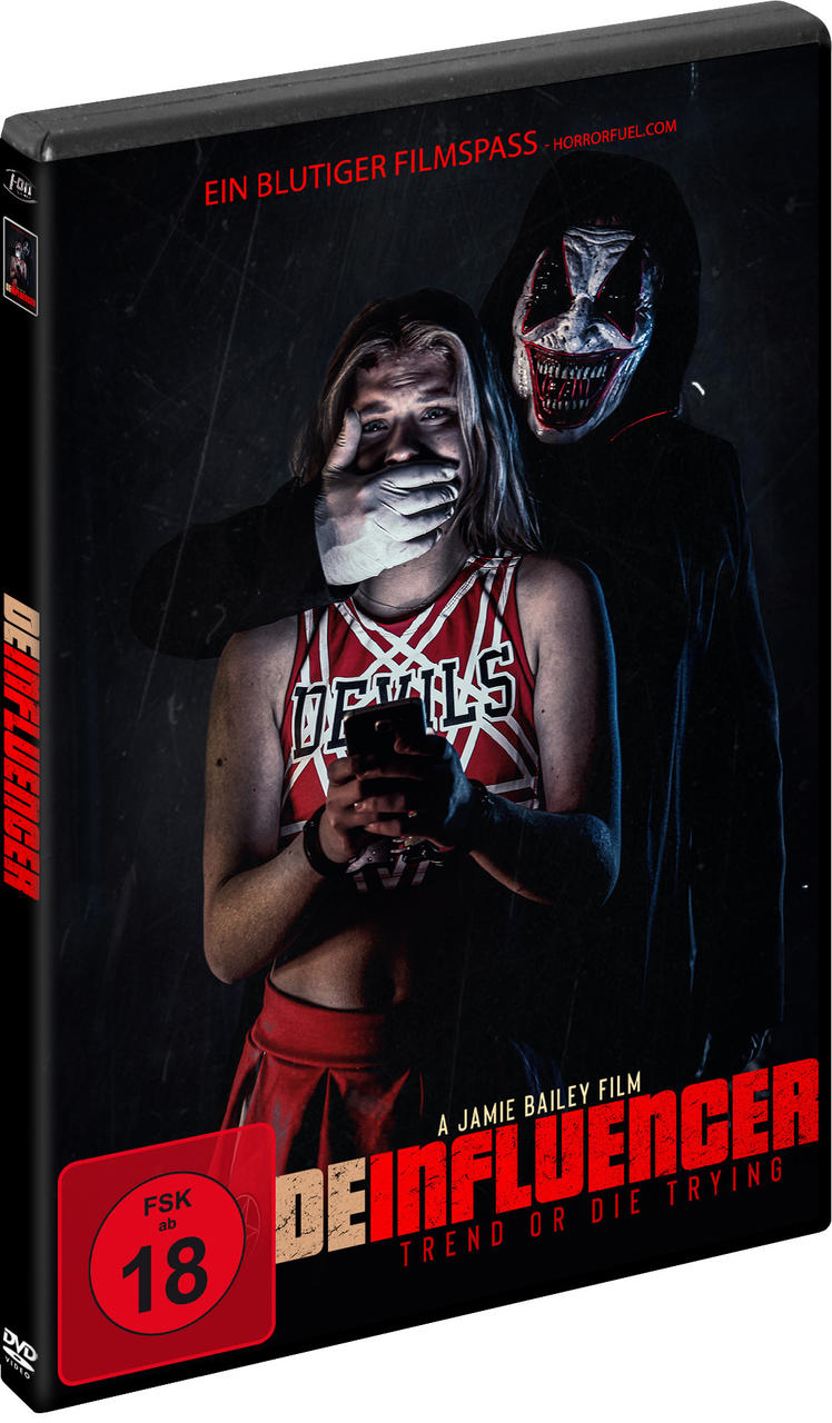 Eine DVD-Hülle mit einem Horrorfilmplakat. Eine Person bedeckt den Mund.