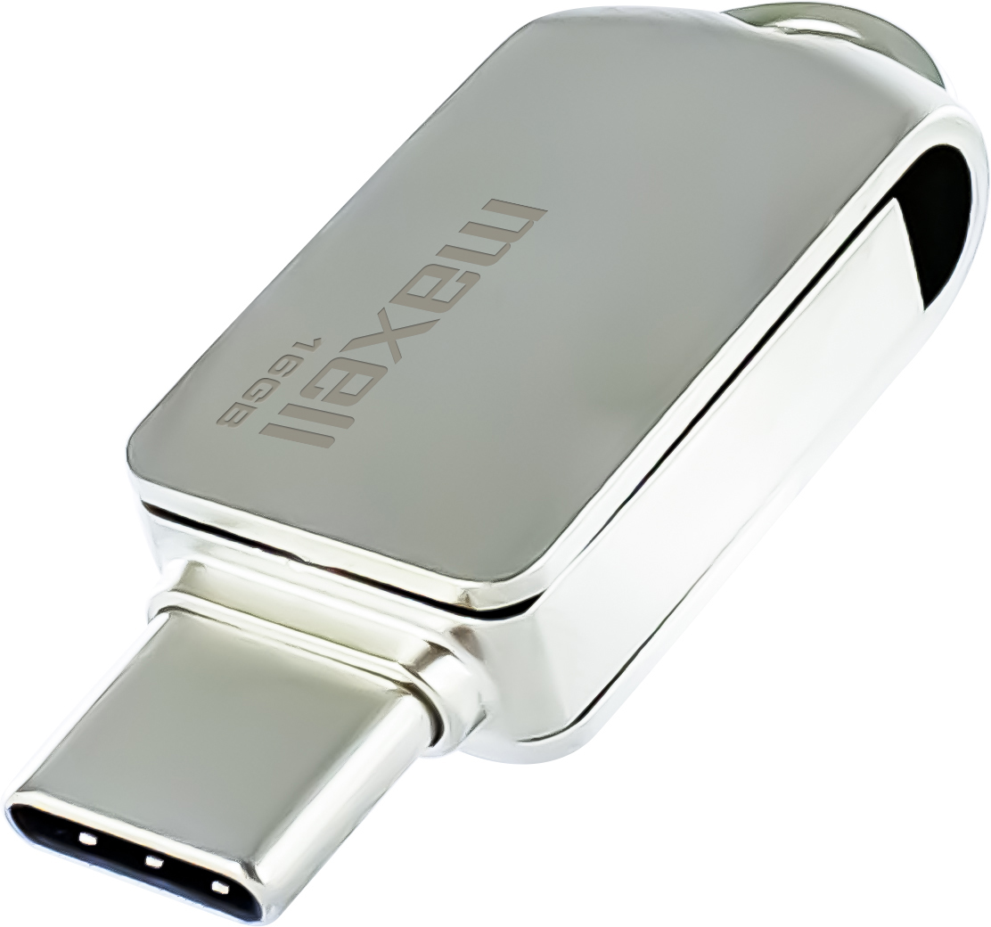 Ezüst USB meghajtó a 'maxell' szóval.