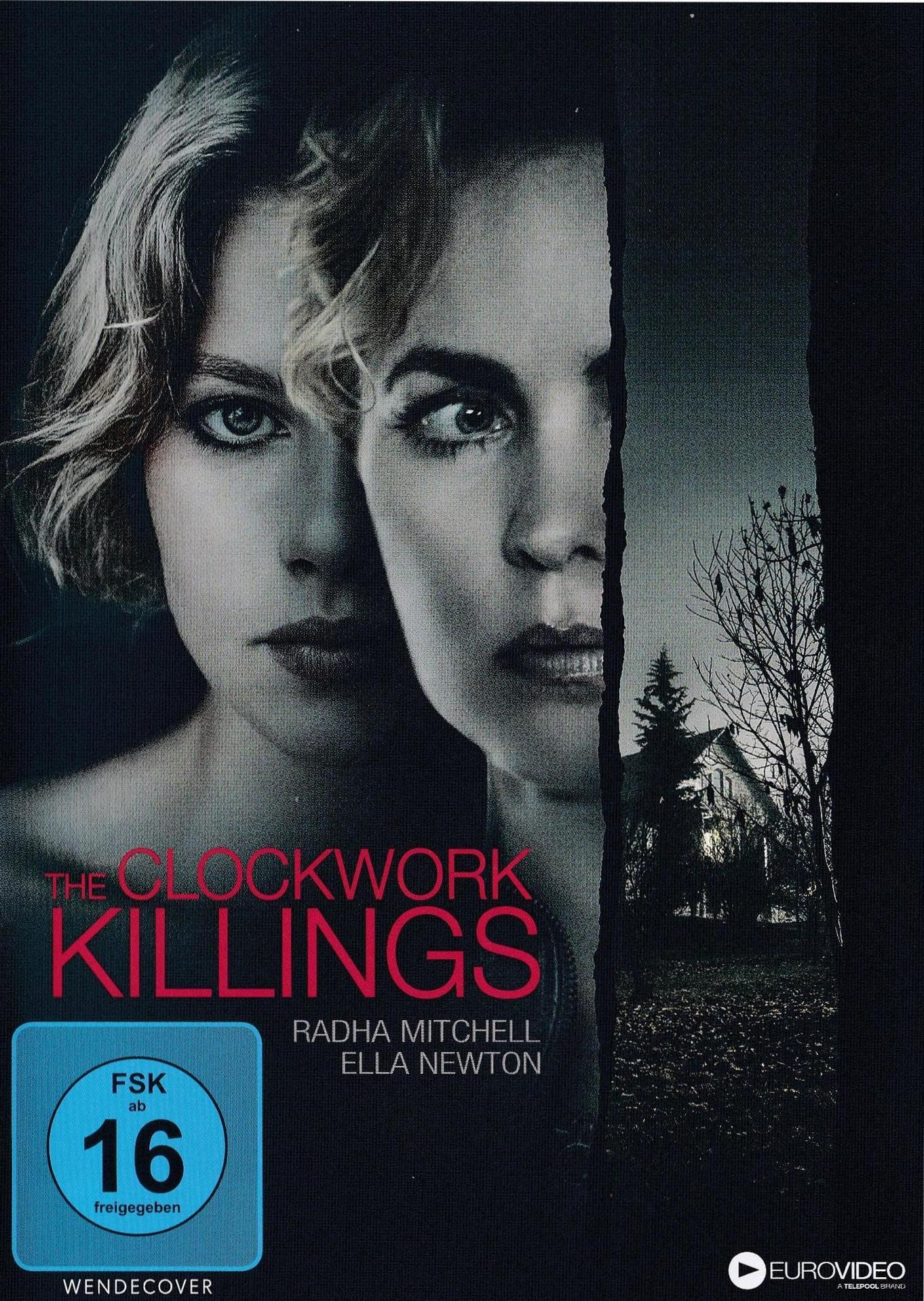 The Clockwork Killings DVD-Cover. Zwei Gesichter von Frauen. Dunkler Hintergrund. FSK 16.