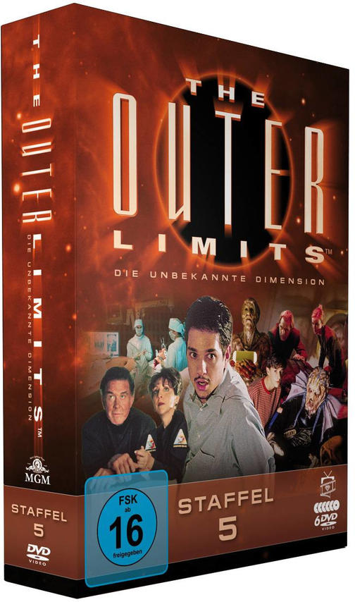 DVD-Box von 'The Outer Limits' mit Fotos der Besetzung und Logo.