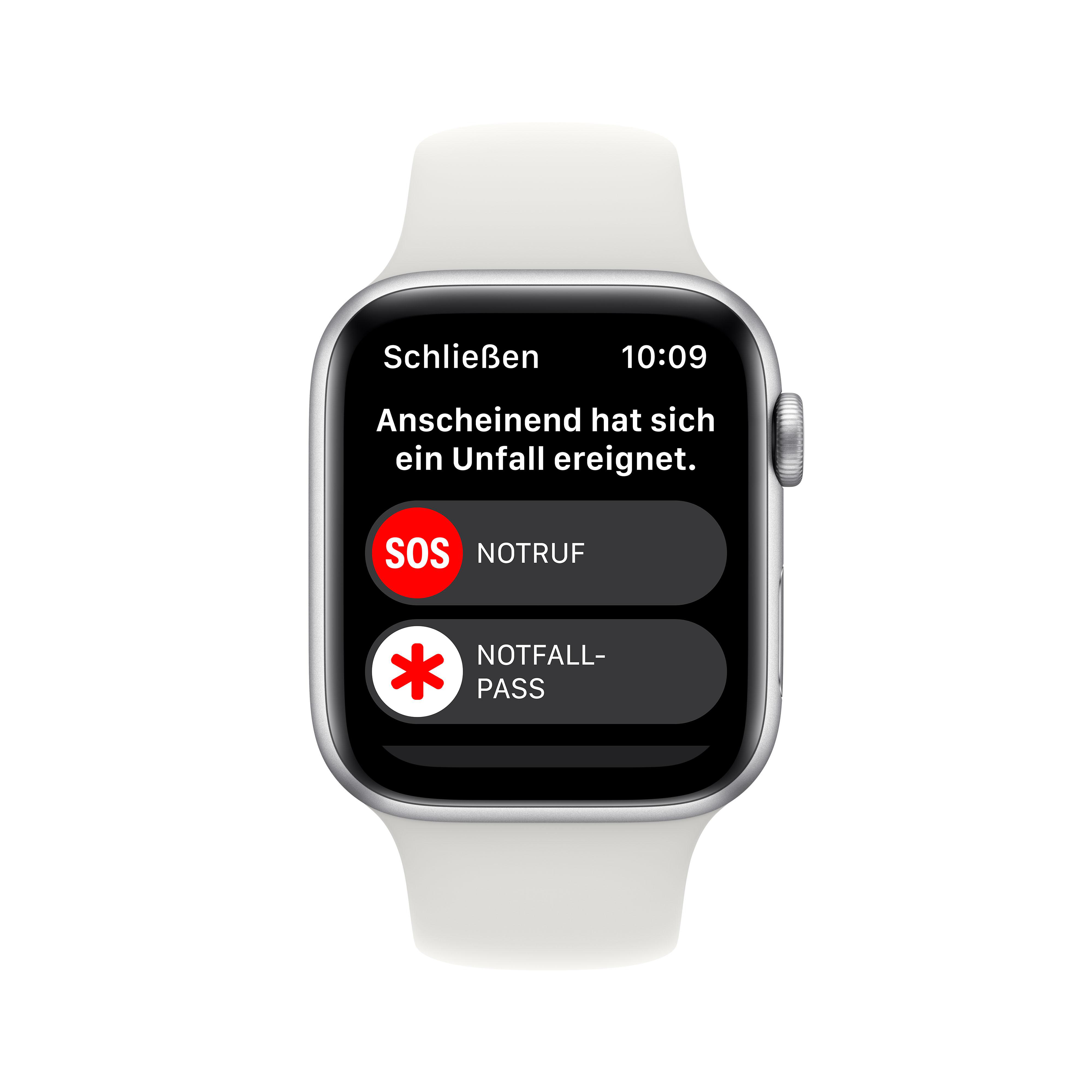 APPLE Watch SE (2022), GPS, 44mm Smartwatch, Aluminiumgehäuse, Fluorelastomer, 140 - 220 mm, Silber