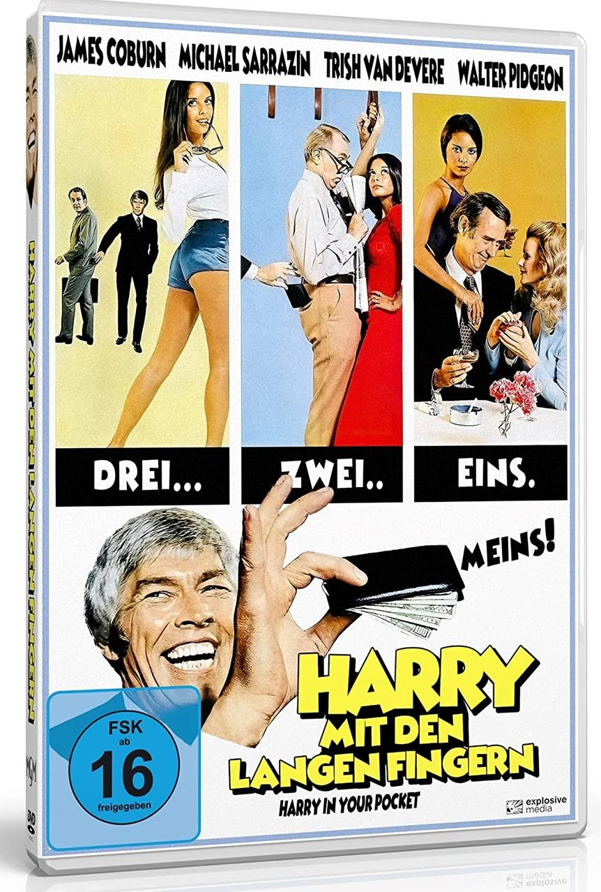 Filmplakat mit James Coburn und anderen. Das Plakat ist eine Collage verschiedener Szenen aus dem Film.