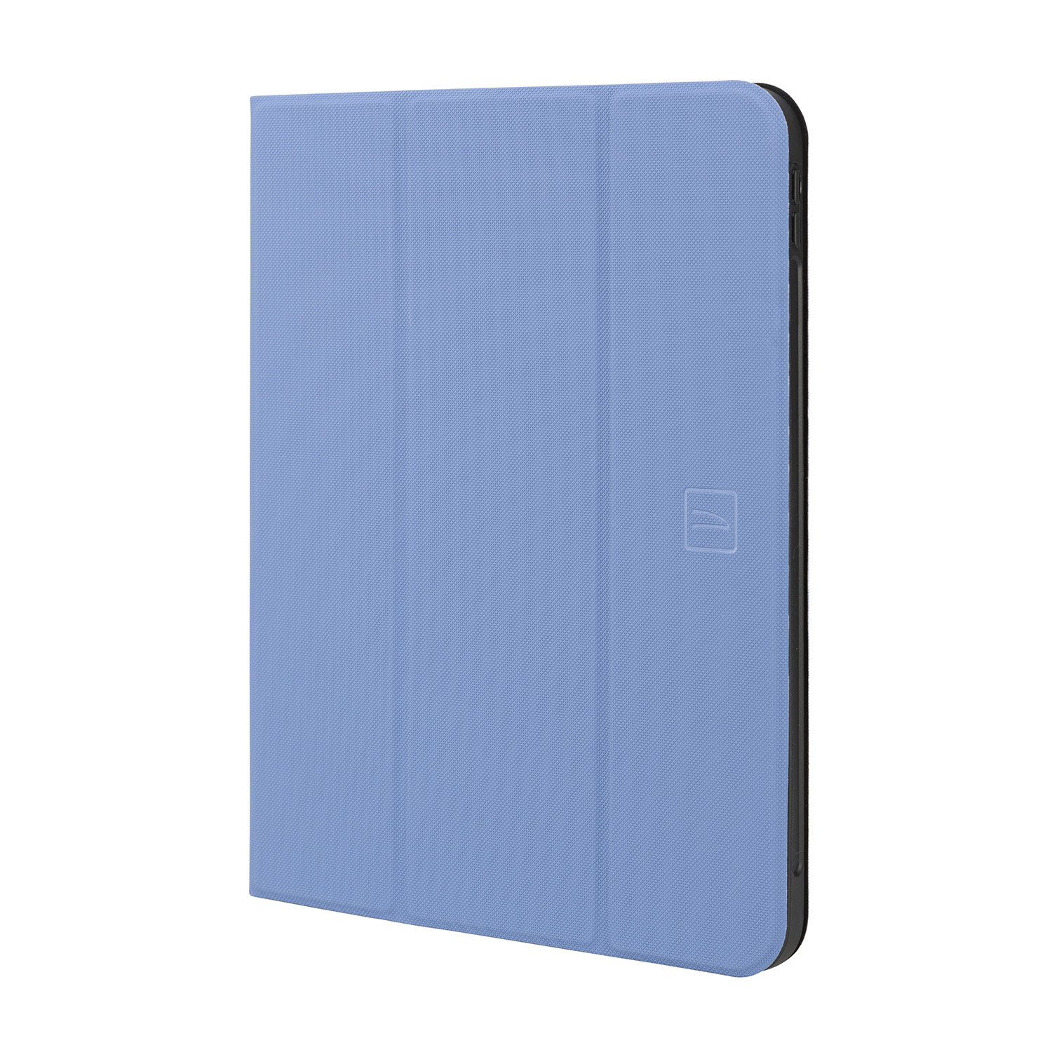 Una cover per tablet azzurra con un motivo strutturato.