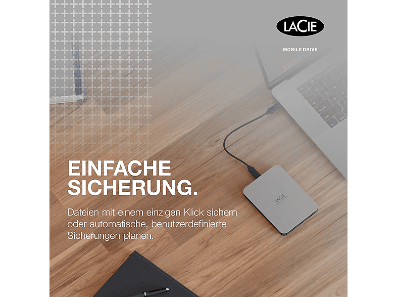 Thumbnail - LACIE Mobile Drive Festplatte, 2 TB HDD, 2,5 Zoll, extern, Moon Silver