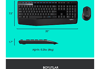 LOGITECH MK345 Kablosuz Türkçe Q Klavye Mouse Seti - Siyah_10