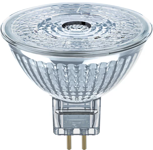Gros plan d'une ampoule en verre transparent avec de multiples lignes verticales.