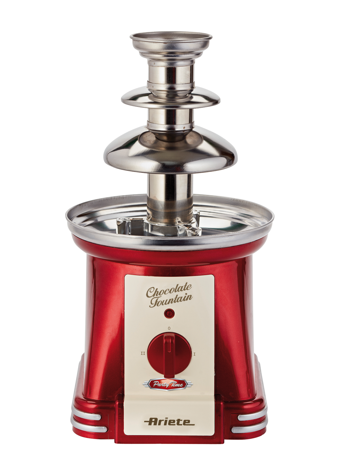 Fuente de chocolate - Ariete PARTY TIME 2962, 90W, Para 500gr de chocolate, Acero inoxidable, Rojo