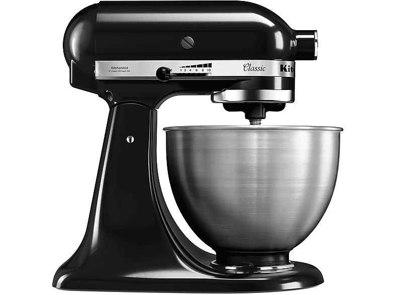 Robot amasador - KitchenAid 5K45SSEOB, Amasador, Batidor, 4.28 L, 275 W, Negro