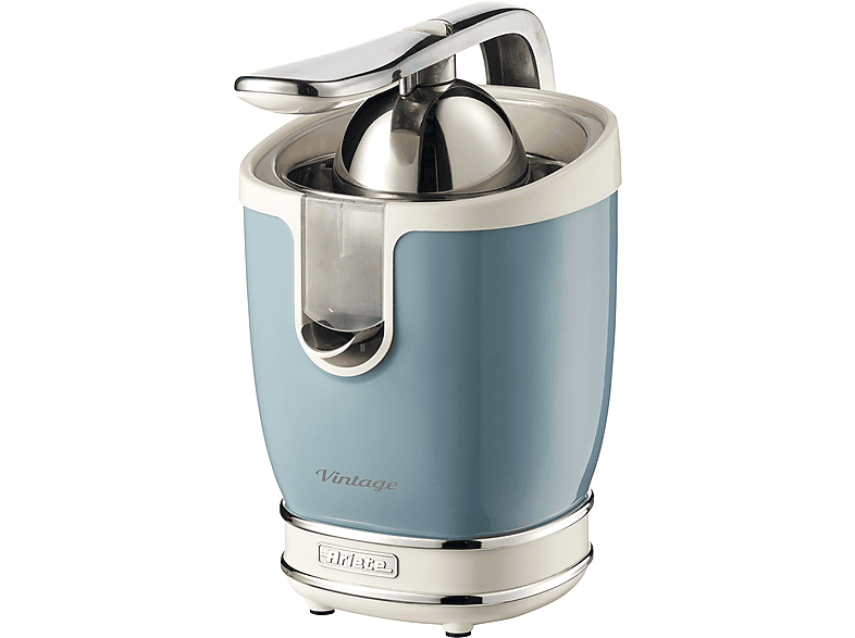 REACONDICIONADO Seminuevo Muy bueno Exprimidor - Ariete 413-05, 85 W, Retro, Con 2 Conos, Función antigoteo, Acero inoxidable, Metal, Azul