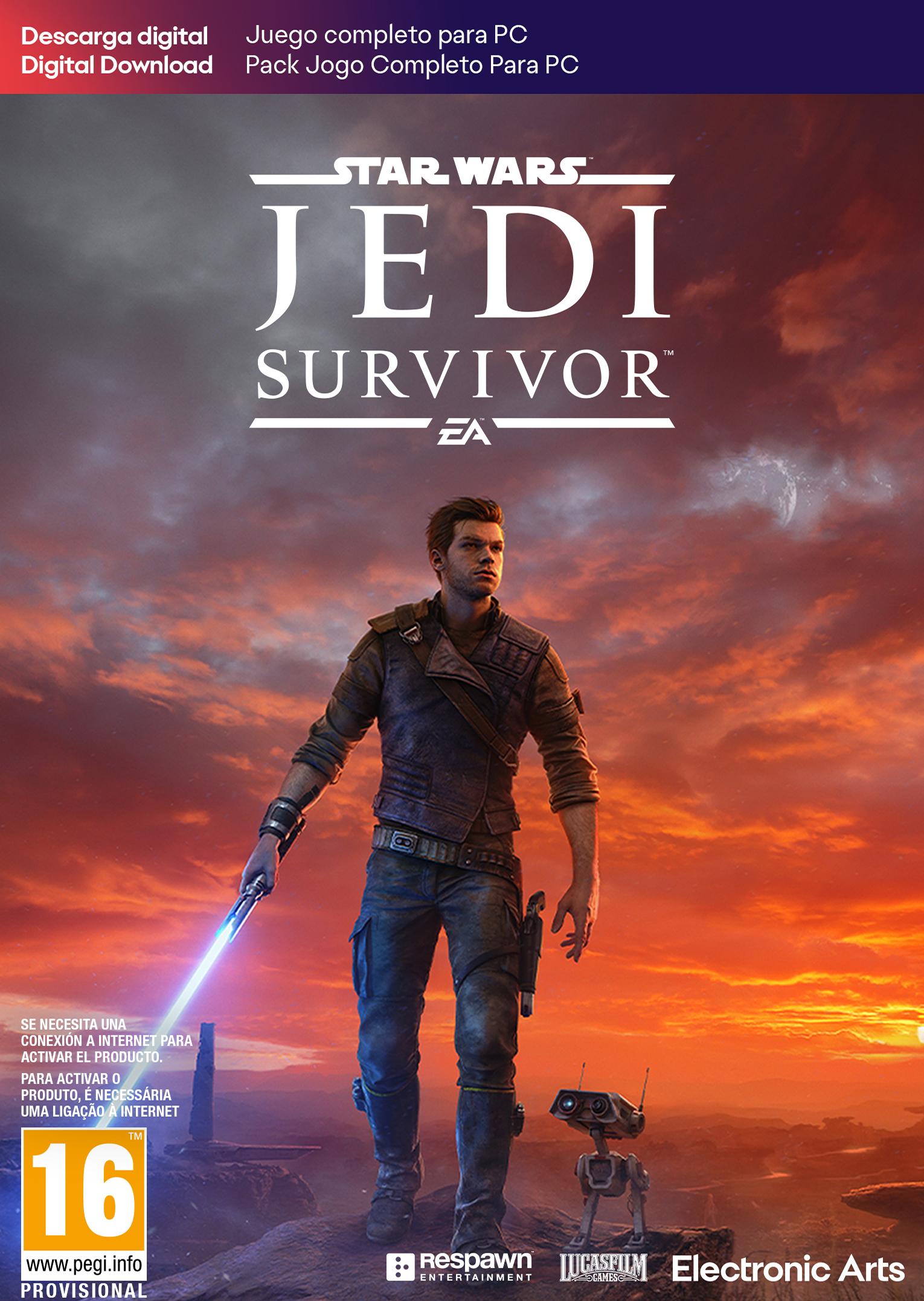 Star Wars Jedi survivor pcwin caja con descarga videojuegos castellano