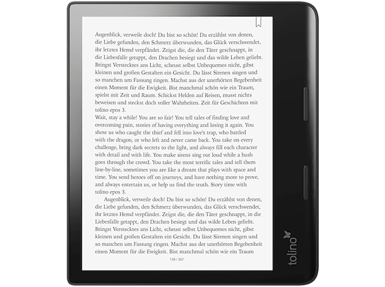 TOLINO eBook Reader epos 3, Schwarz online kaufen MediaMarkt