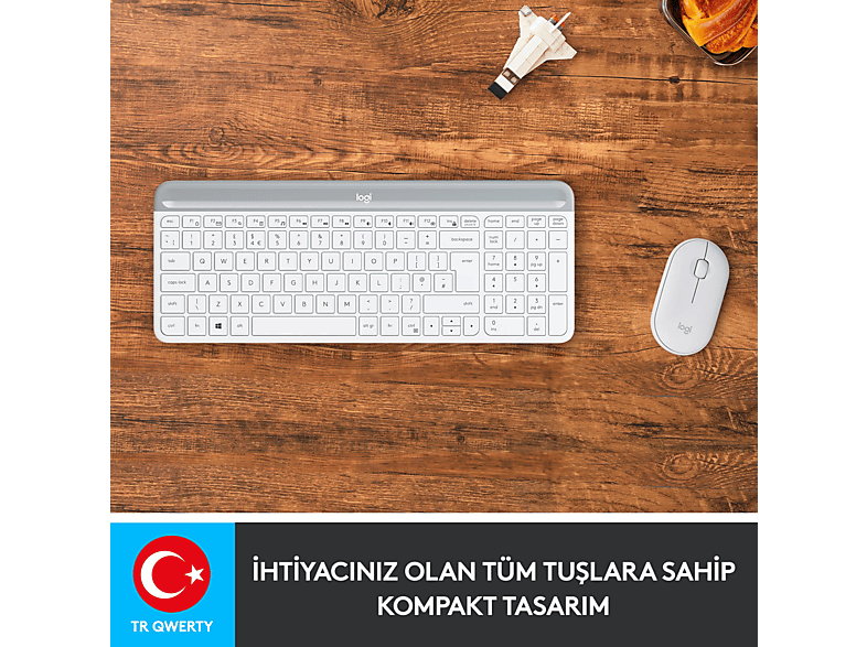 LOGITECH MK470 Kablosuz İnce Türkçe Q Klavye Mouse Seti - Beyaz_2