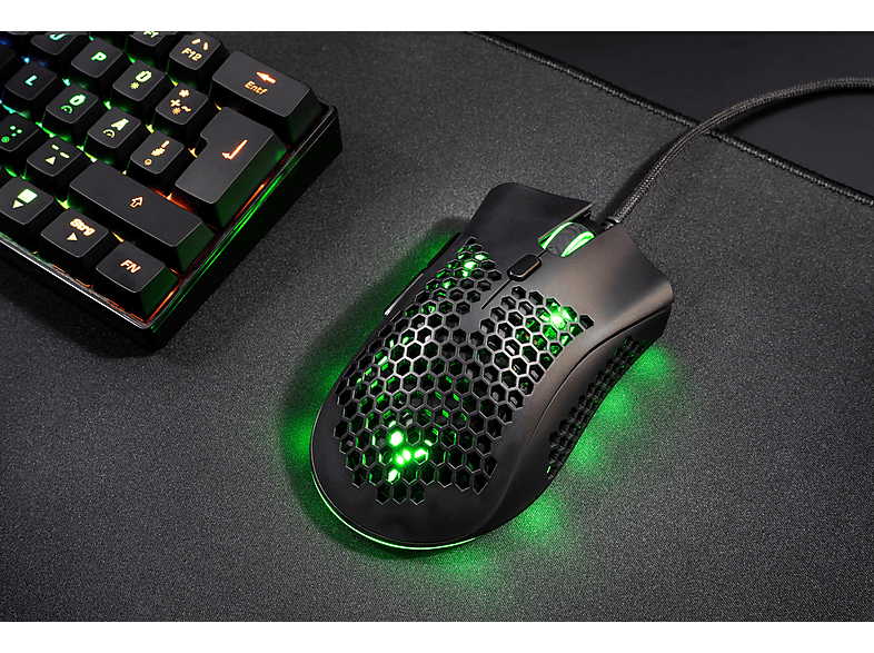 Thumbnail - ISY IGM-4500-BK Honeycomb RGB Gaming Maus, Schwarz