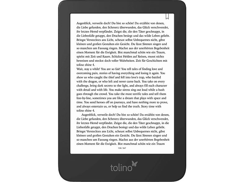 TOLINO shine 4 16 GB eBook Reader Schwarz, 15.24 ( 16 Schwarz kaufen SATURN