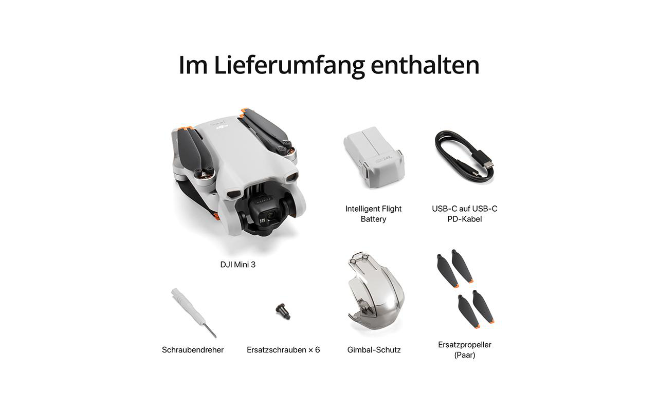 DJI Mini 3 (nur Drohne) Drohne, Grau/Weiß