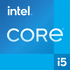 Logo Intel Core i5, fond bleu, avec texte blanc.