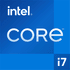 Logo Intel Core i7 sur fond bleu.