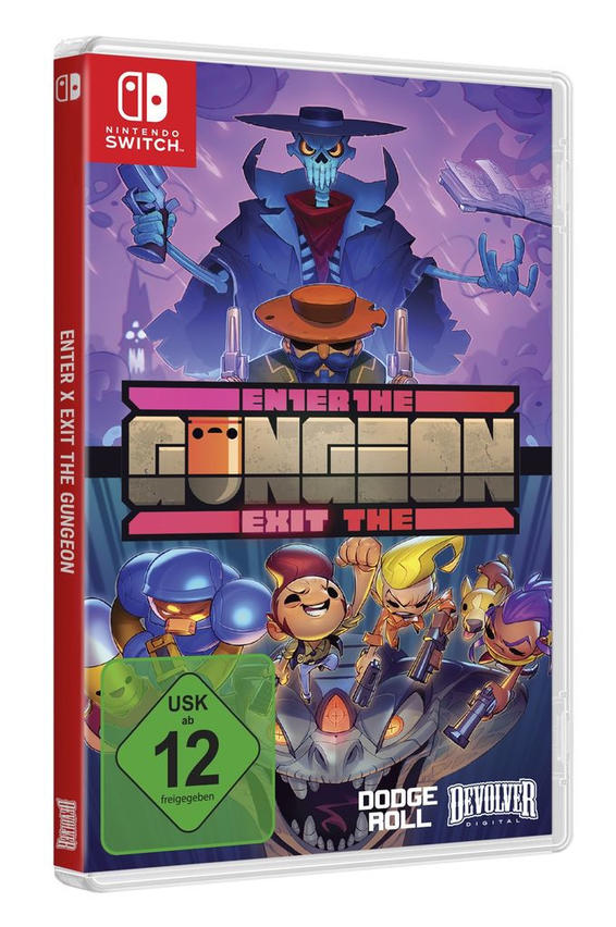 Nintendo Switch-Spielbox mit bunten Charakteren und dem Spieletitel 'Enter the Gungeon'.
