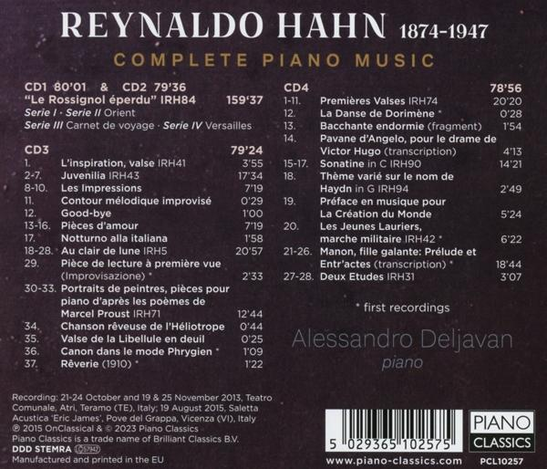 Alessandro Deljavan - Hahn:Complete Piano Music  - (CD)