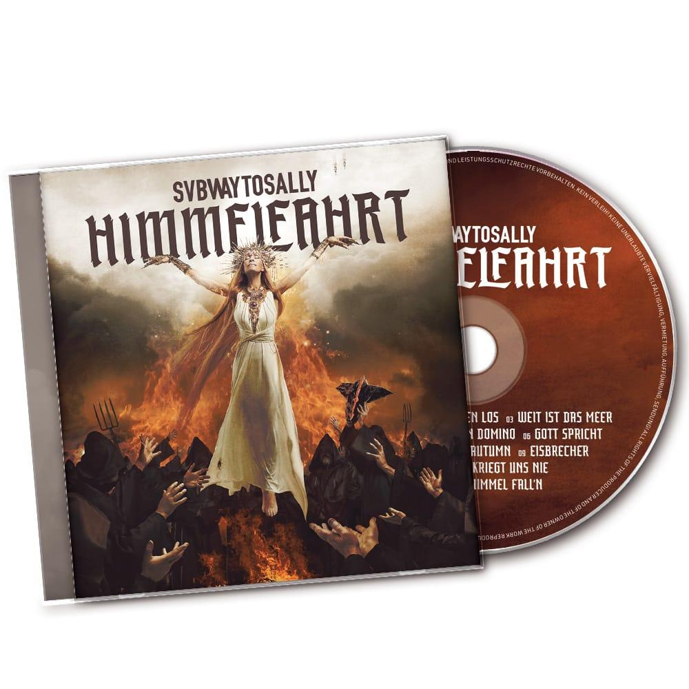 CD-Cover mit einer Frau und Flammen. CD ist rechts. Dunkler Hintergrund.