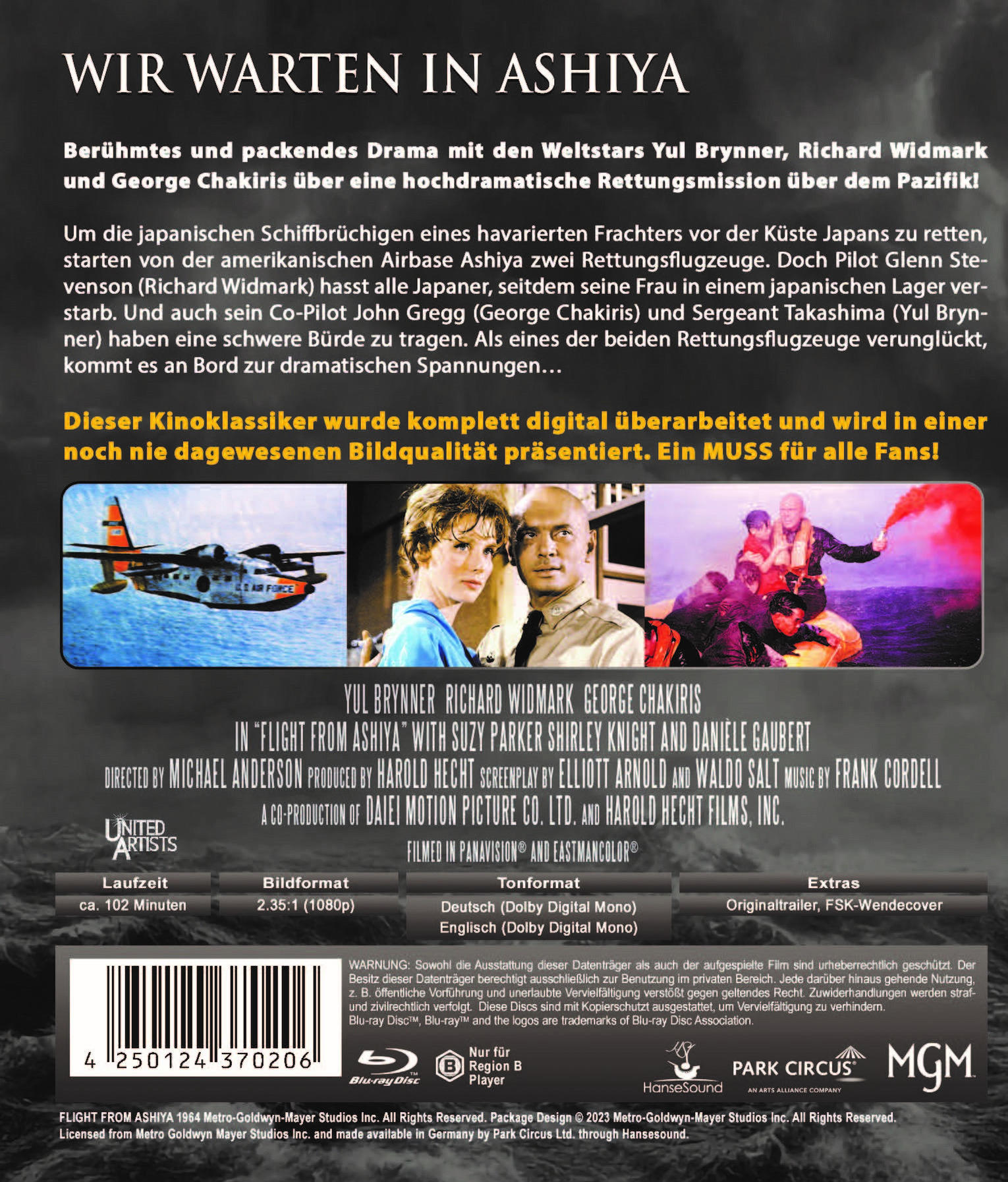 Rückseite einer DVD mit Text und einem Bild von einem Flugzeug und Personen.