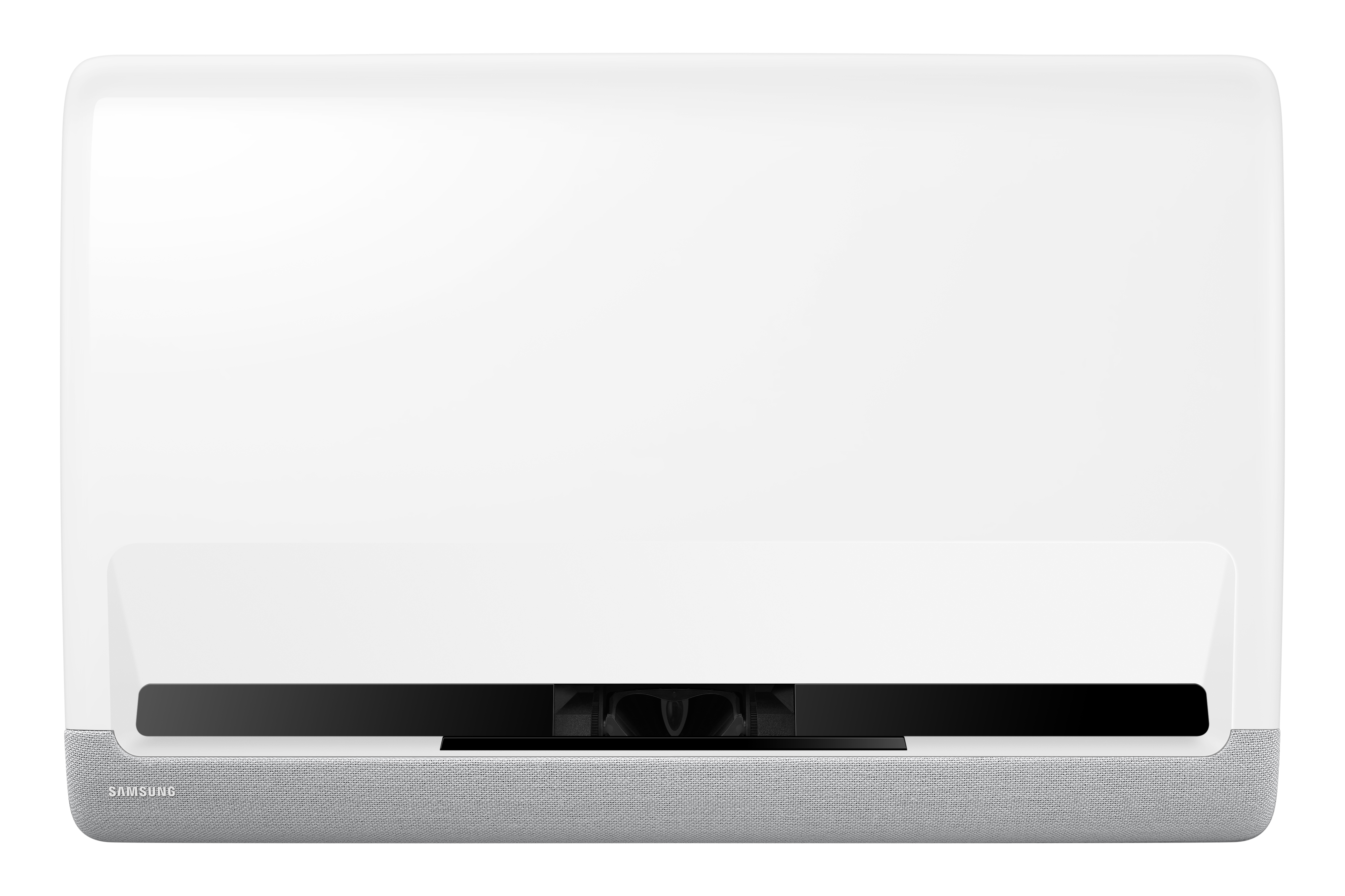 Se muestra un televisor blanco y gris.