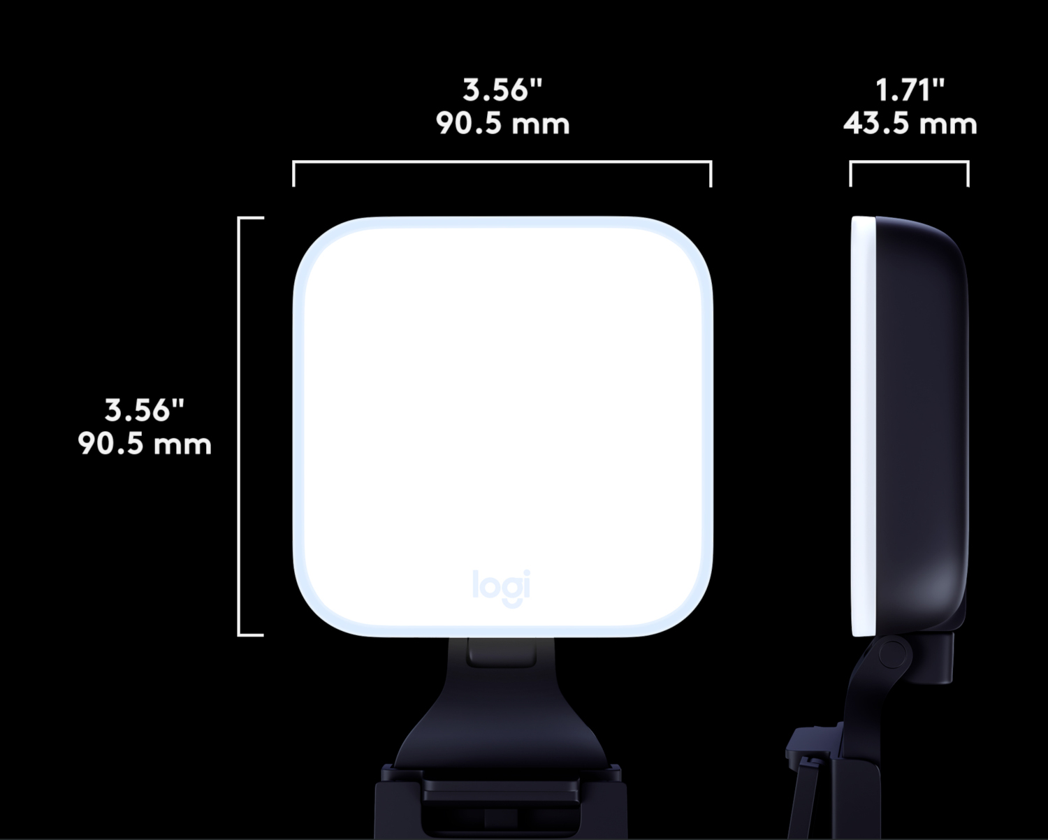 Black light with measurements: 3.56" x 3.56" and 1.71".