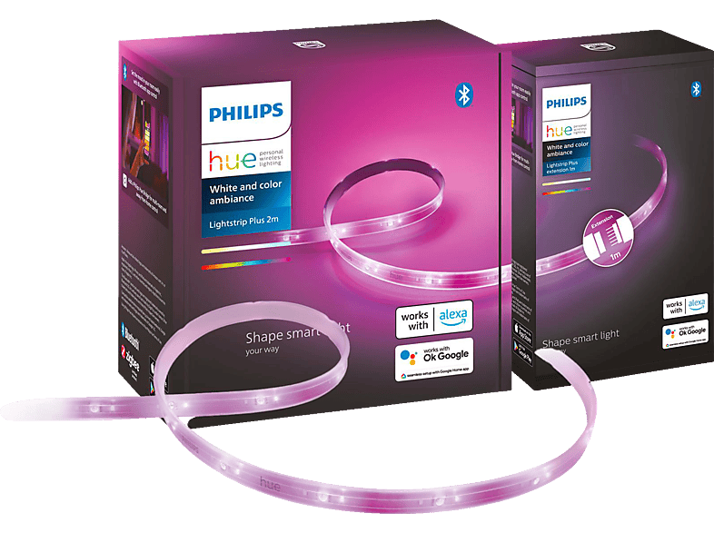 Philips Hue - Kit de démarrage Lightstrip 2m + Extension Lightstrip 1m + Hue  Pont - Ruban LED connecté - Rue du Commerce