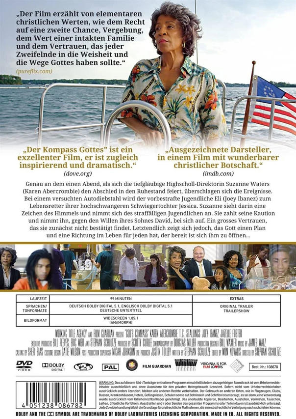Filmposter mit Text und Bildern von Menschen auf einem Boot und in einem Haus.