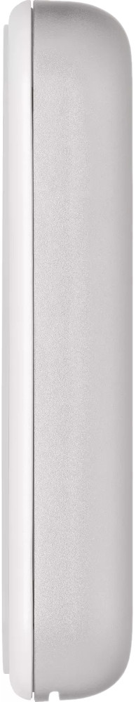 A small, white, rectangular device, possibly a smart home product, side view.