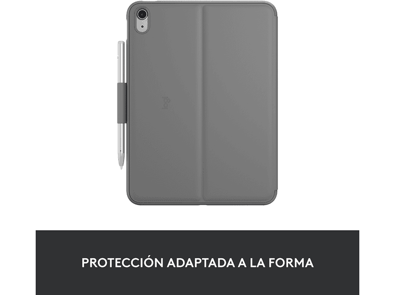 Funda con teclado - Logitech Slim Folio, para iPad (10ª generación y A16), Bluetooth, Resistente a golpes, Teclas de accceso directo, Gris – imagen 2