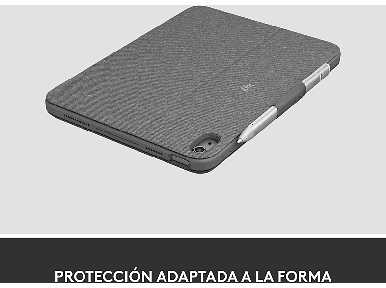 Funda con teclado - Logitech Combo Touch para iPad (10ª generación y A16), Cuatro modos de uso, Teclas acceso directo, Teclado retroiluminado, Gris – imagen 2
