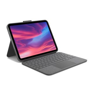 Funda con teclado - Logitech Combo Touch para iPad (10.ª generación), Cuatro modos de uso, Teclas de acceso directo, Teclado retroiluminado, Gris