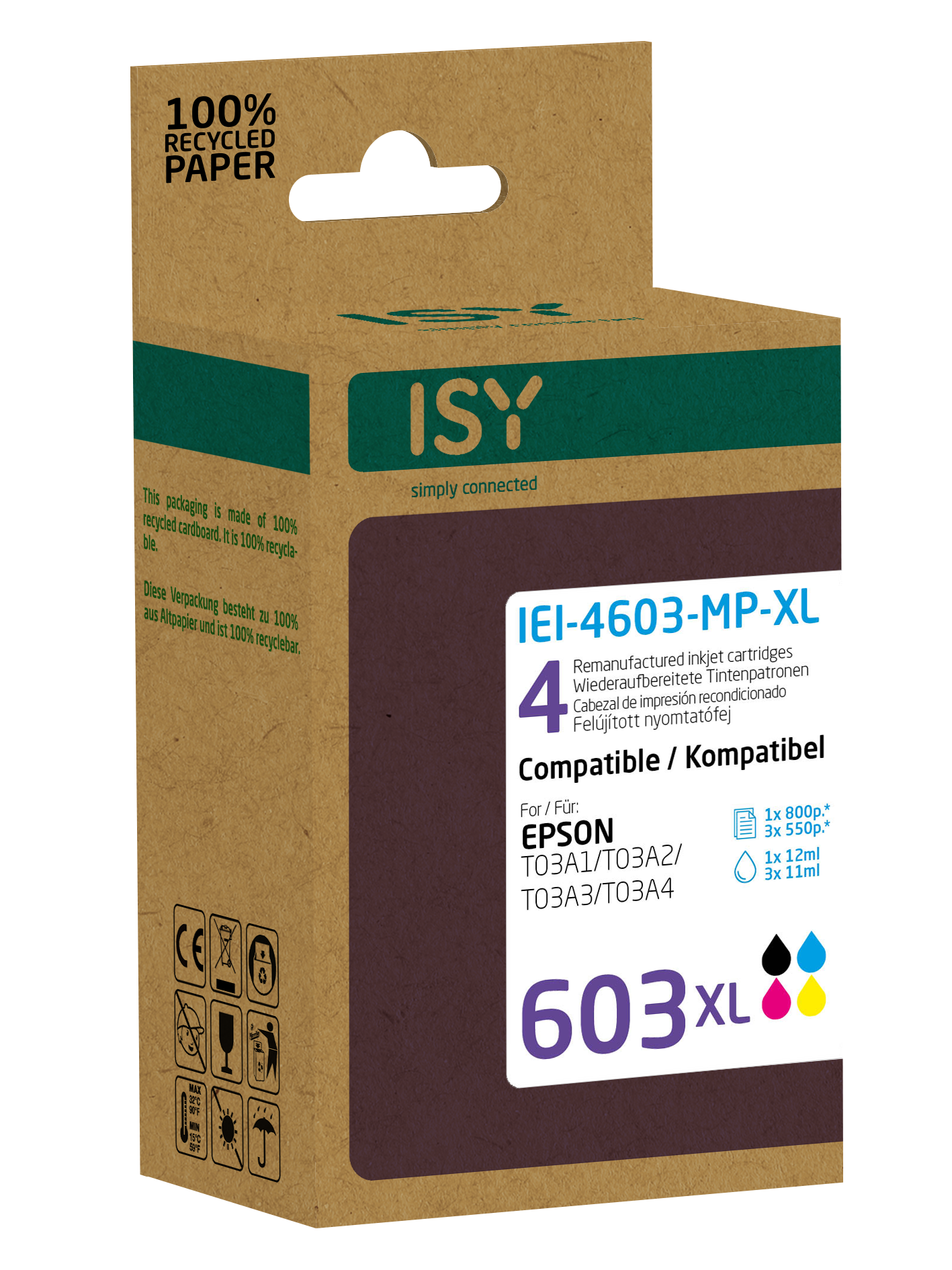 Mehrfarbig IEI-4603-MP-XL Wiederaufbereitete Tintenpatrone ISY