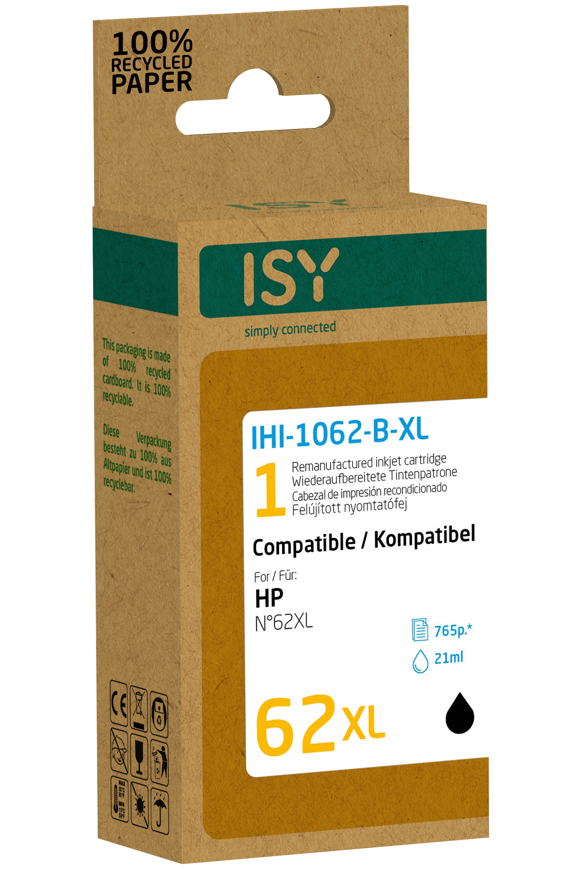 ISY IHI-1062-B-XL Wiederaufbereitete Tintenpatrone Schwarz