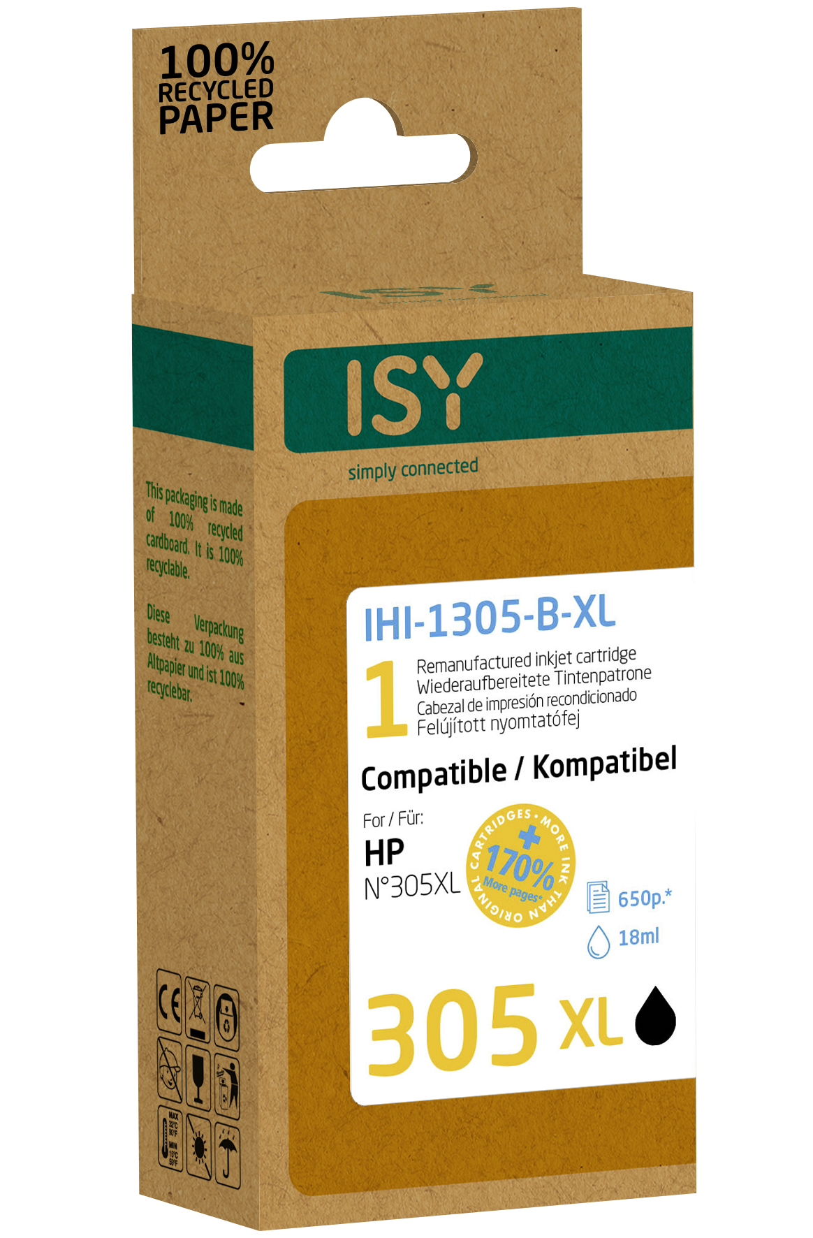 Tintenpatrone IHI-1305-B-XL Schwarz ISY