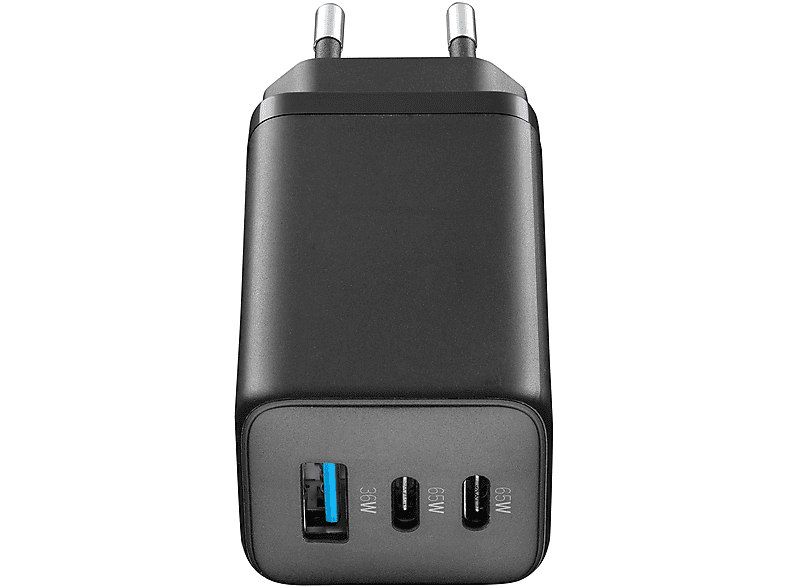 CELLULARLINE Multipower Gan 3 Port 2 X 65W Süper Hızlı Şarj Adaptörü Siyah_1