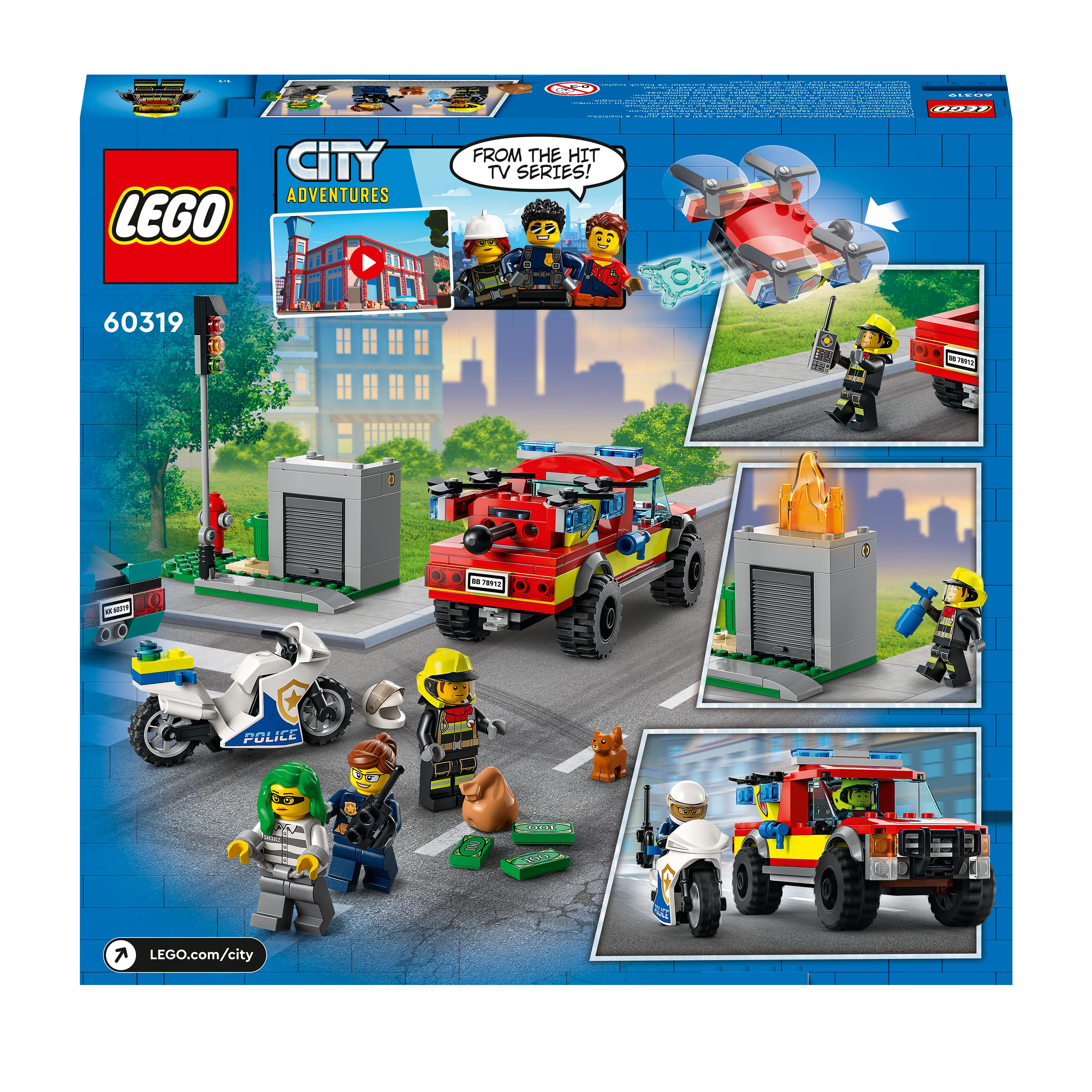 60319 Mehrfarbig Verfolgungsjagd LEGO Bausatz, Löscheinsatz City und