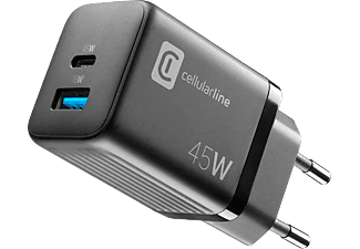 CELLULARLINE Multipower Gan 2 Port 45W Süper Hızlı Şarj Adaptörü Siyah