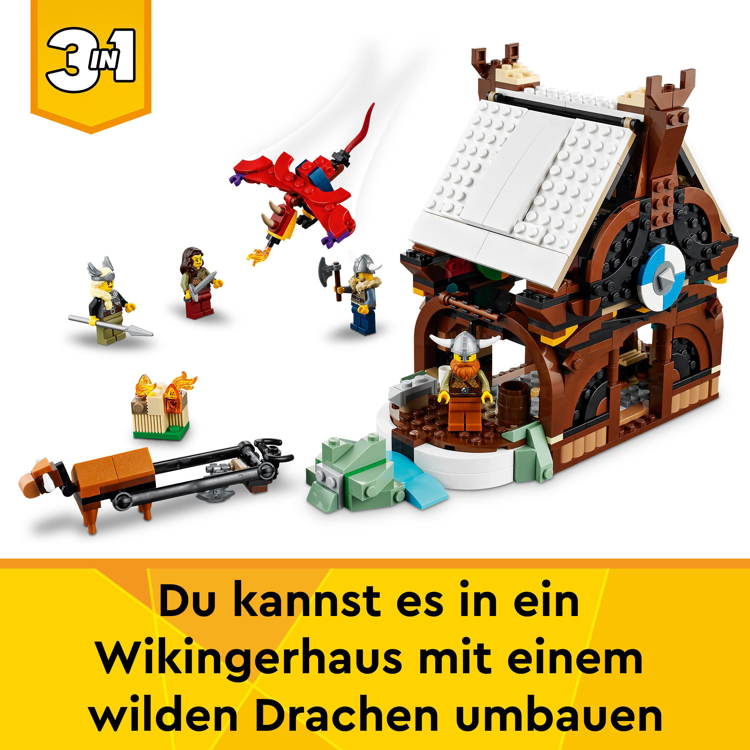 Bausatz, Wikingerschiff mit LEGO Creator 31132 Mehrfarbig Midgardschlange